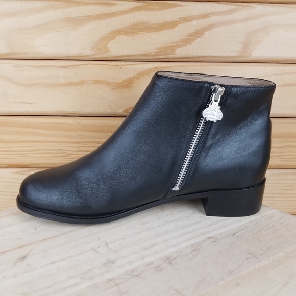 Bettye Muller 8.5 US Trinity Black Biker Leather Side Zip Booties Ankle Boot NEW - Picture 9 of 12